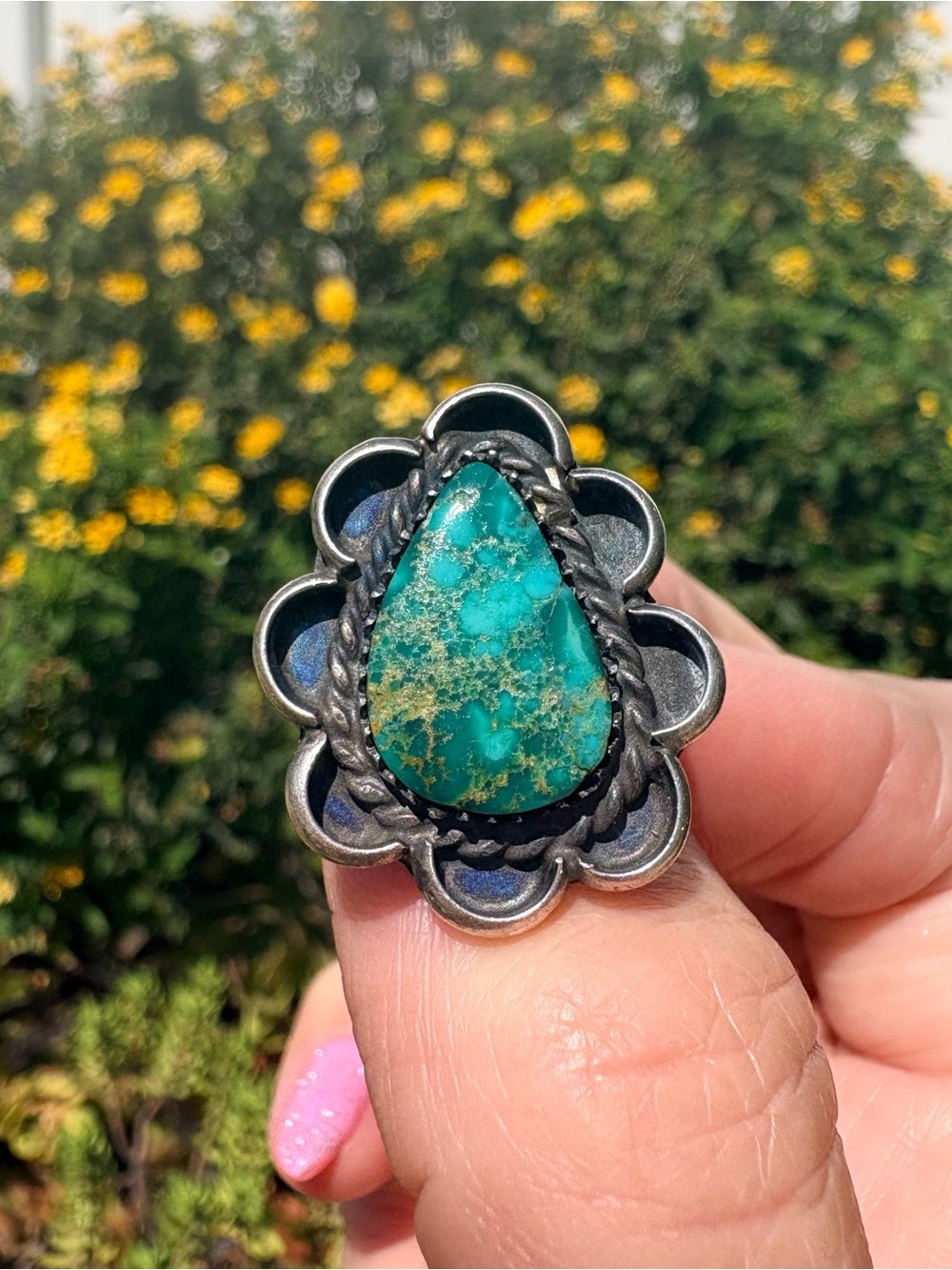 Sterling Green Turquoise Ring - Picture 2 of 4
